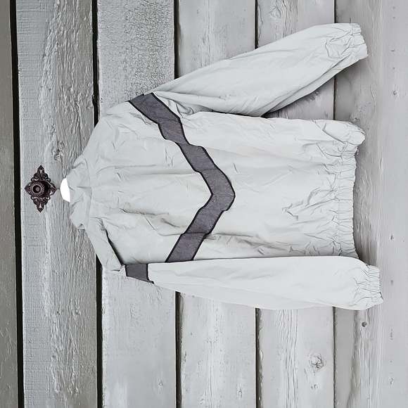 ARMY Vintage 80s Chevron Nylon Oversized Bomber Jacket Green Gray sz M - Picture 6 of 11